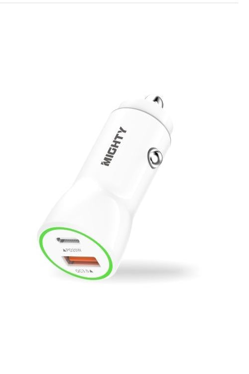 Mighty 20W PD + 2.4A Dual-Port Car Charger - White MK148